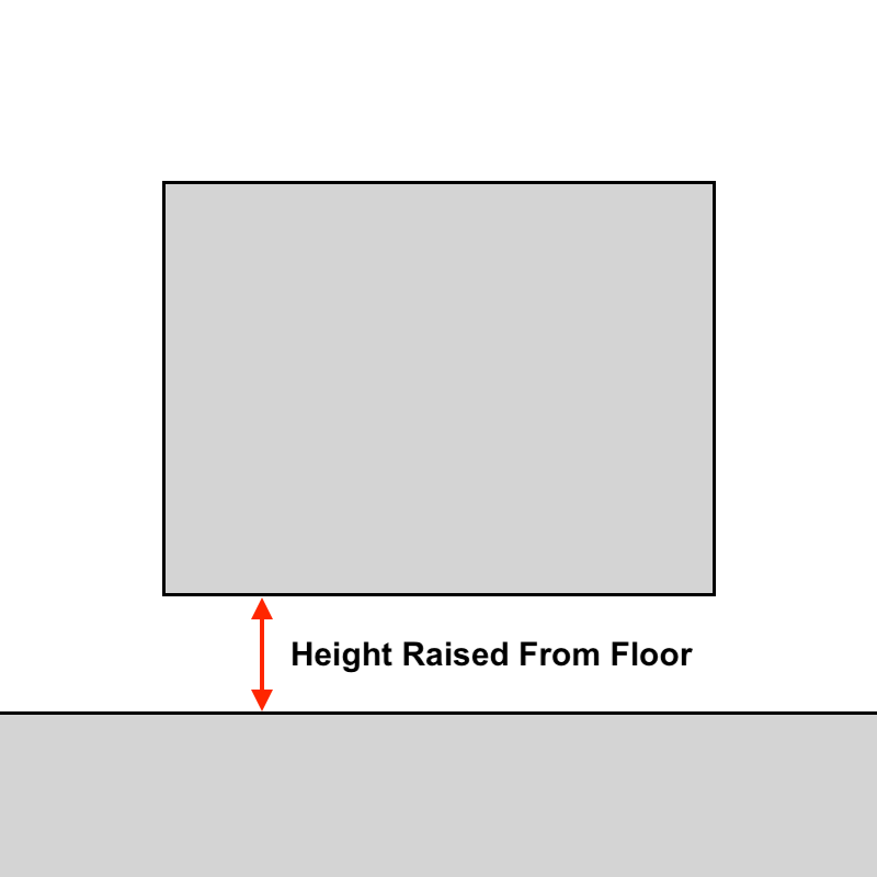 Diagram showing how to measure the height a fireplace insert is raised from the floor