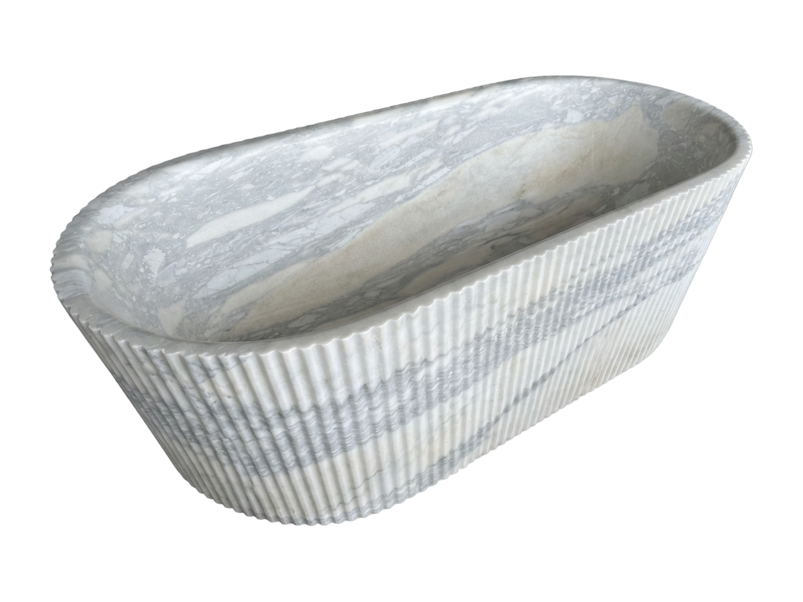 Fluted Carrara Stone Bathtub